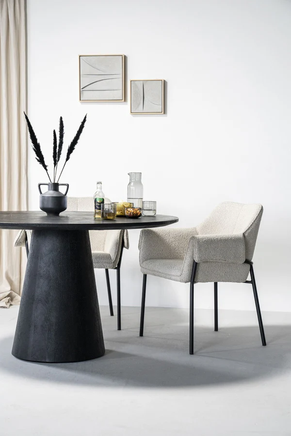 Rond Eettafel Aron – mangohout zwart 130cm - Afbeelding 3