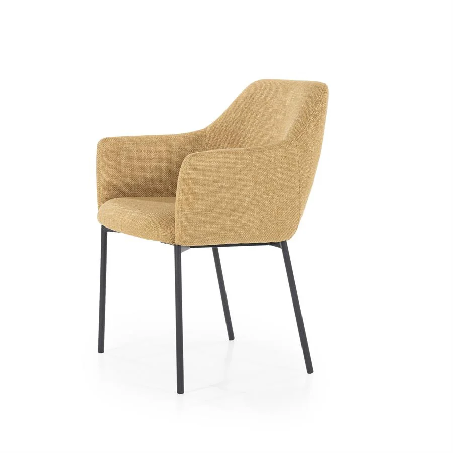 Stoel Paul – polyester & metaal mosterd linea - Afbeelding 4