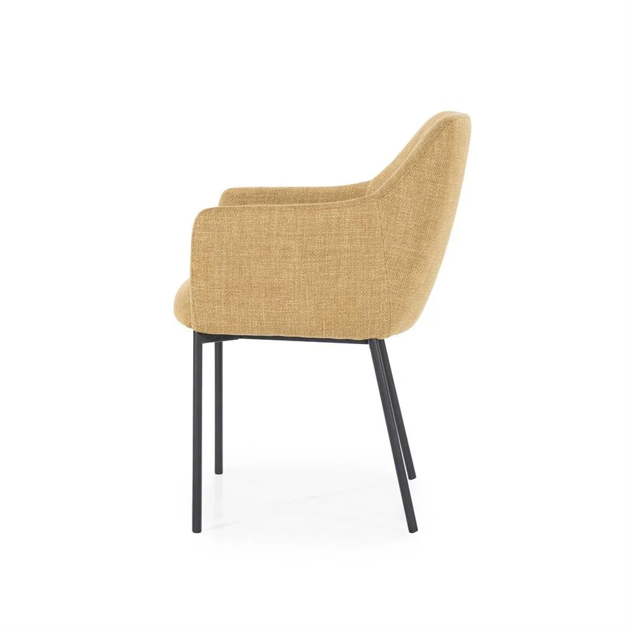 Stoel Paul – polyester & metaal mosterd linea - Afbeelding 5