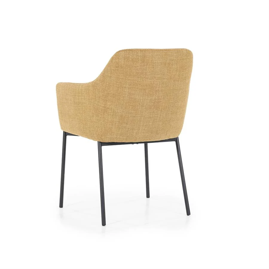 Stoel Paul – polyester & metaal mosterd linea - Afbeelding 6