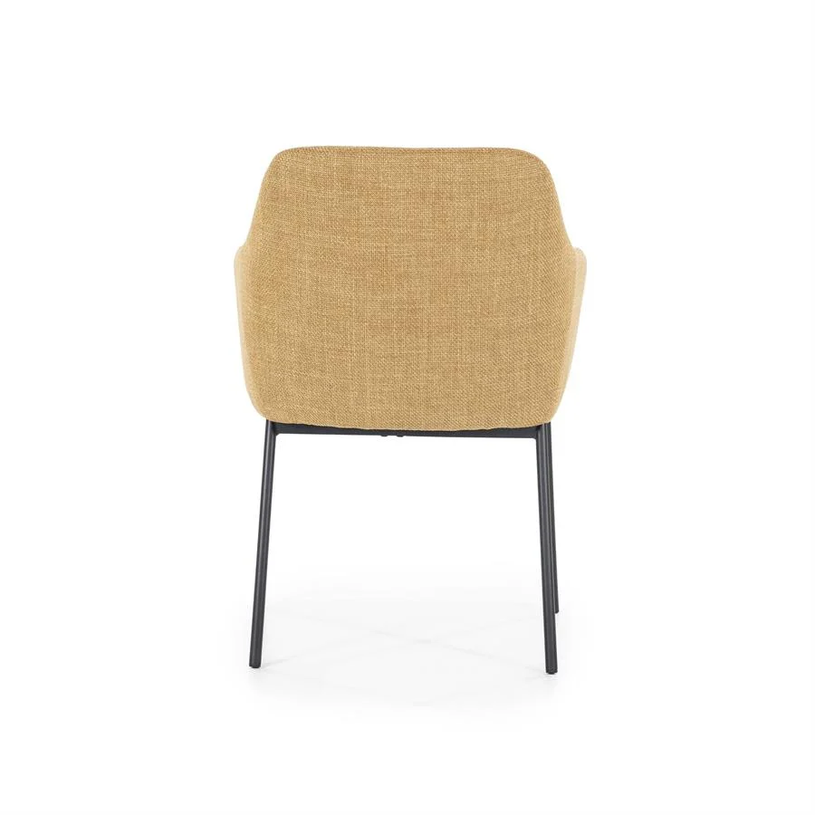 Stoel Paul – polyester & metaal mosterd linea - Afbeelding 7