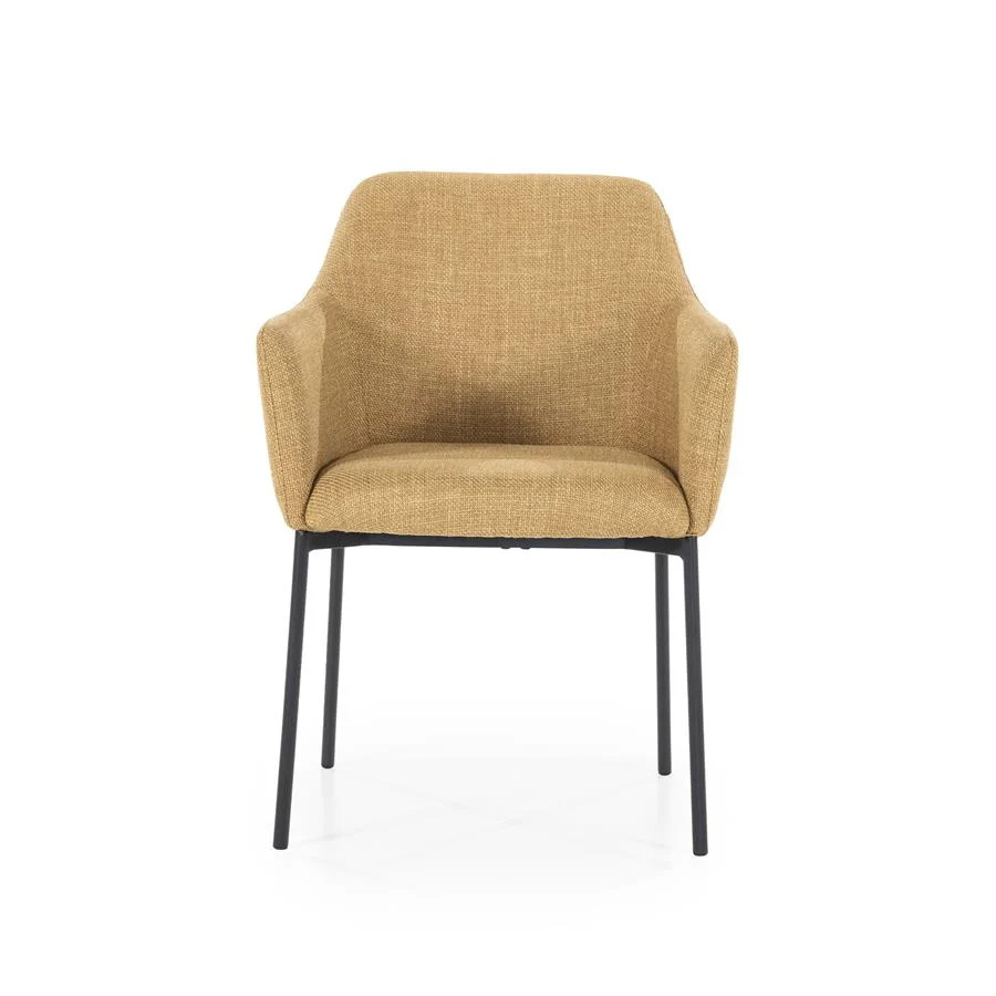 Stoel Paul – polyester & metaal mosterd linea - Afbeelding 8