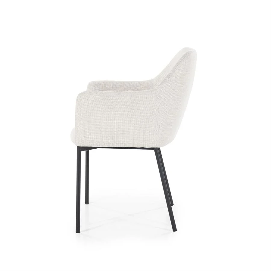 Stoel Paul – polyester & metaal beige linea - Afbeelding 4