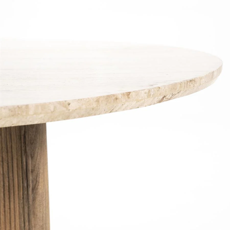 Eettafel Sara – mangohout & travertin beige - Afbeelding 6