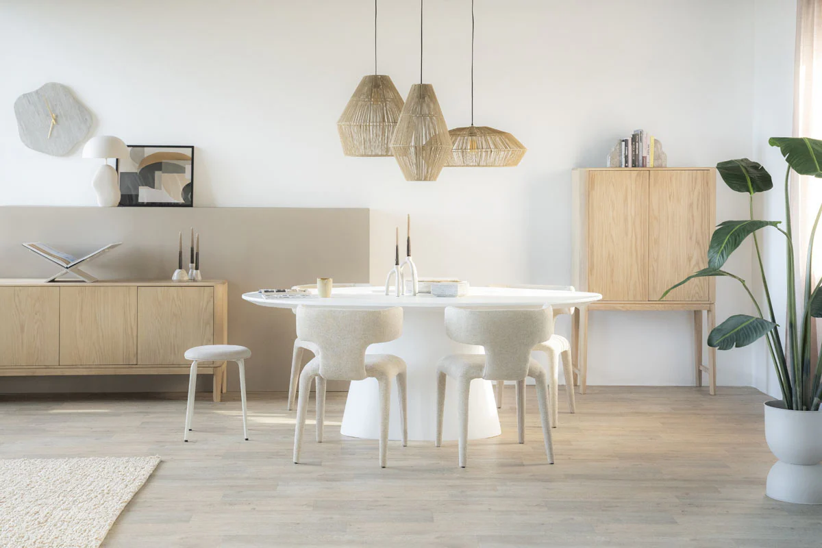 Ovaal Eettafel Elin – magnesium oxide & glasvezel wit 200cm - Afbeelding 6