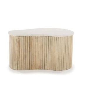 Salontafel Kira – mangohout & marmer wit small