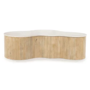 Salontafel Kira – mangohout & marmer wit large