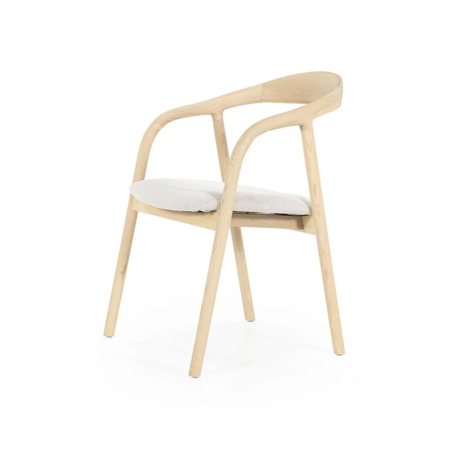 Stoel Rayven – essenhout & stof naturel - Afbeelding 8