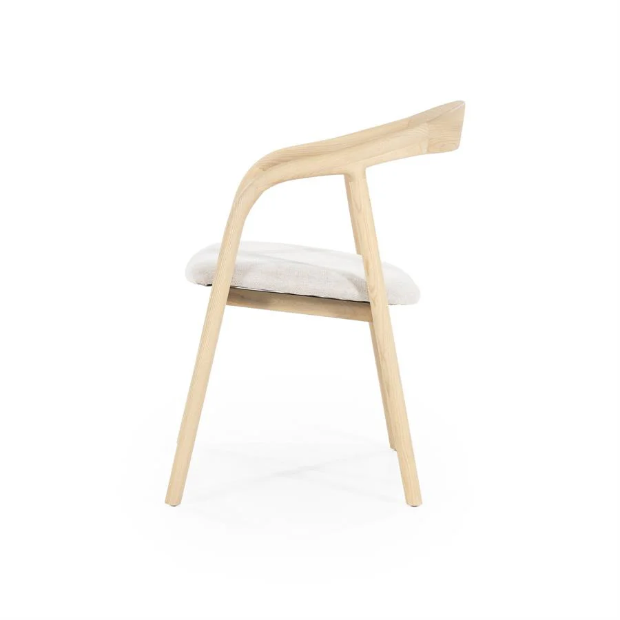 Stoel Rayven – essenhout & stof naturel - Afbeelding 7