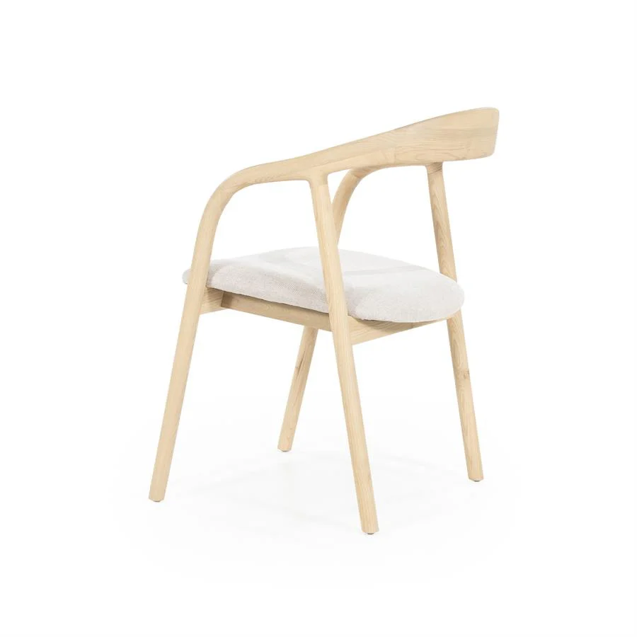 Stoel Rayven – essenhout & stof naturel - Afbeelding 9