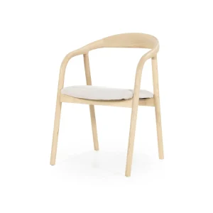 Stoel Rayven – essenhout & stof naturel