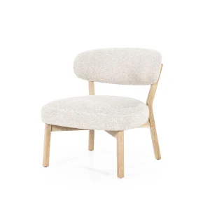 Fauteuil Mikky – stof & eikenhout naturel beige moon