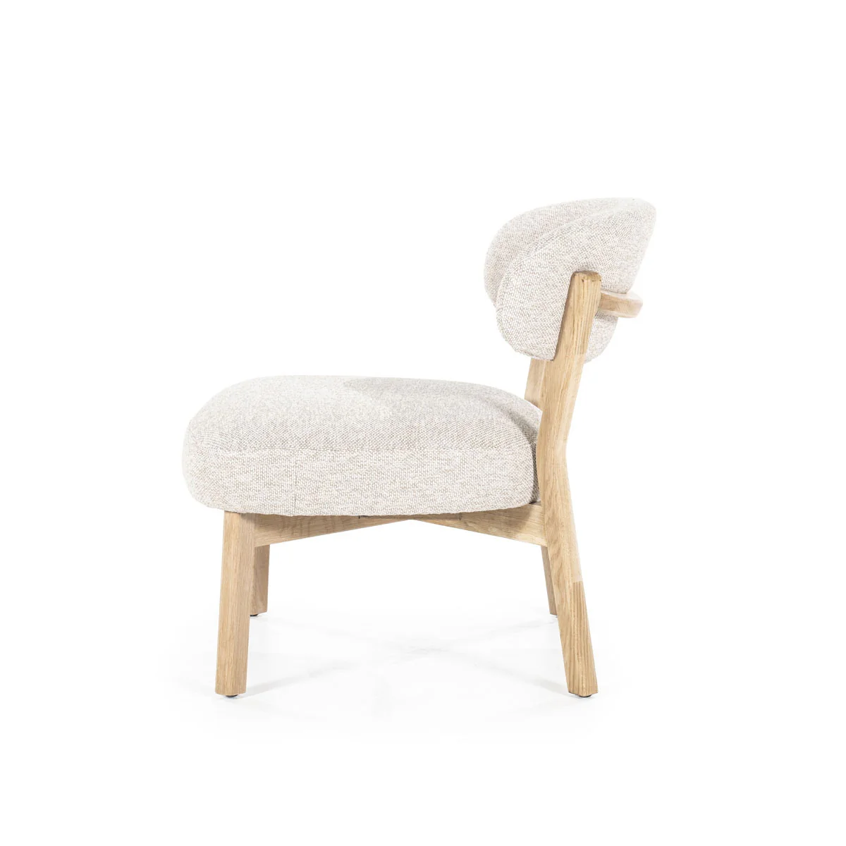 Fauteuil Mikky – stof & eikenhout naturel taupe moon - Afbeelding 3