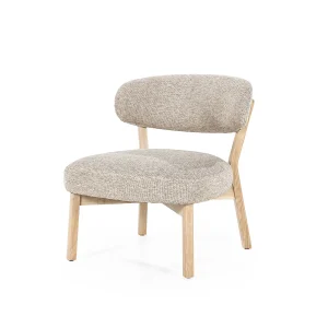 Fauteuil Mikky – stof & eikenhout naturel taupe moon