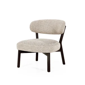 Fauteuil Mikky – stof & eikenhout bruin taupe moon