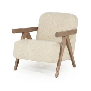 Fauteuil Francis – stof & essenhout beige flou