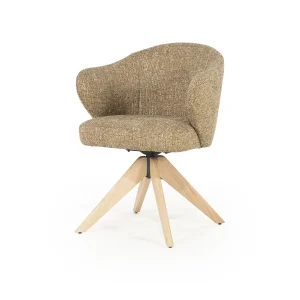 Stoel Connor – eiken & stof naturel mosterd donna