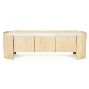 TV meubel Don – eikenhout, eikenfineer & marmer naturel 165cm