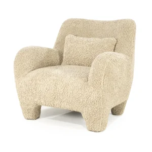 Fauteuil Shaun – stof & hout taupe sheep