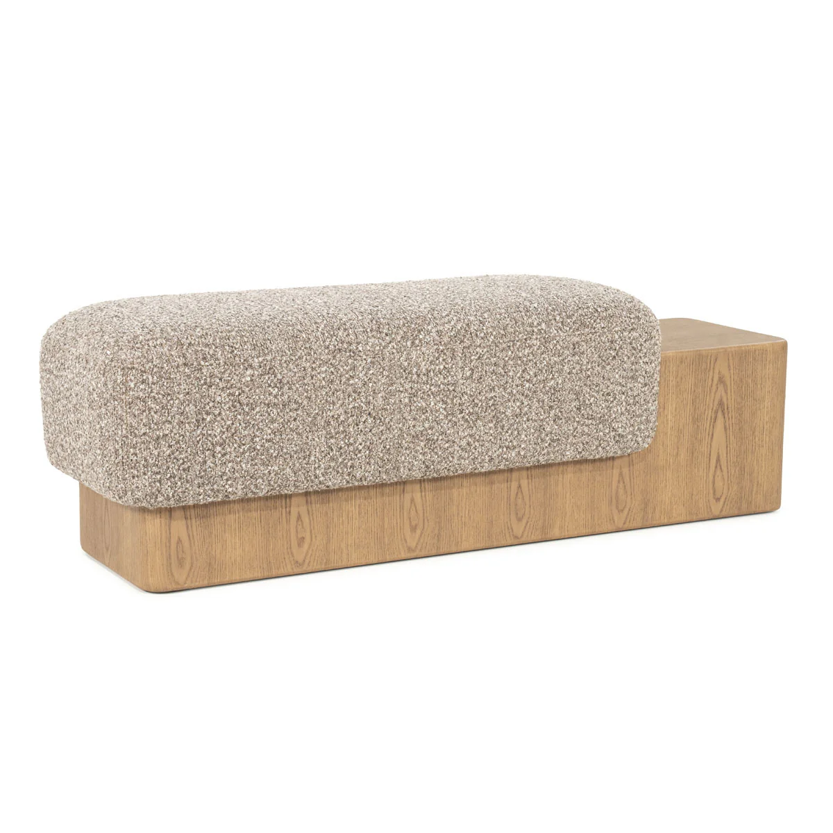 Bankje George – stof & hout taupe flou - Afbeelding 4