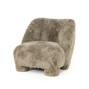 Fauteuil Samson – stof & hout taupe doodle