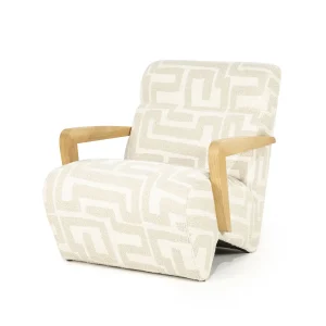 Fauteuil Olek – stof & hout beige libre