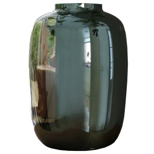 Zilveren glazen vaas – Spiegelend design, mondgeblazen Ø21/Ø25 cm