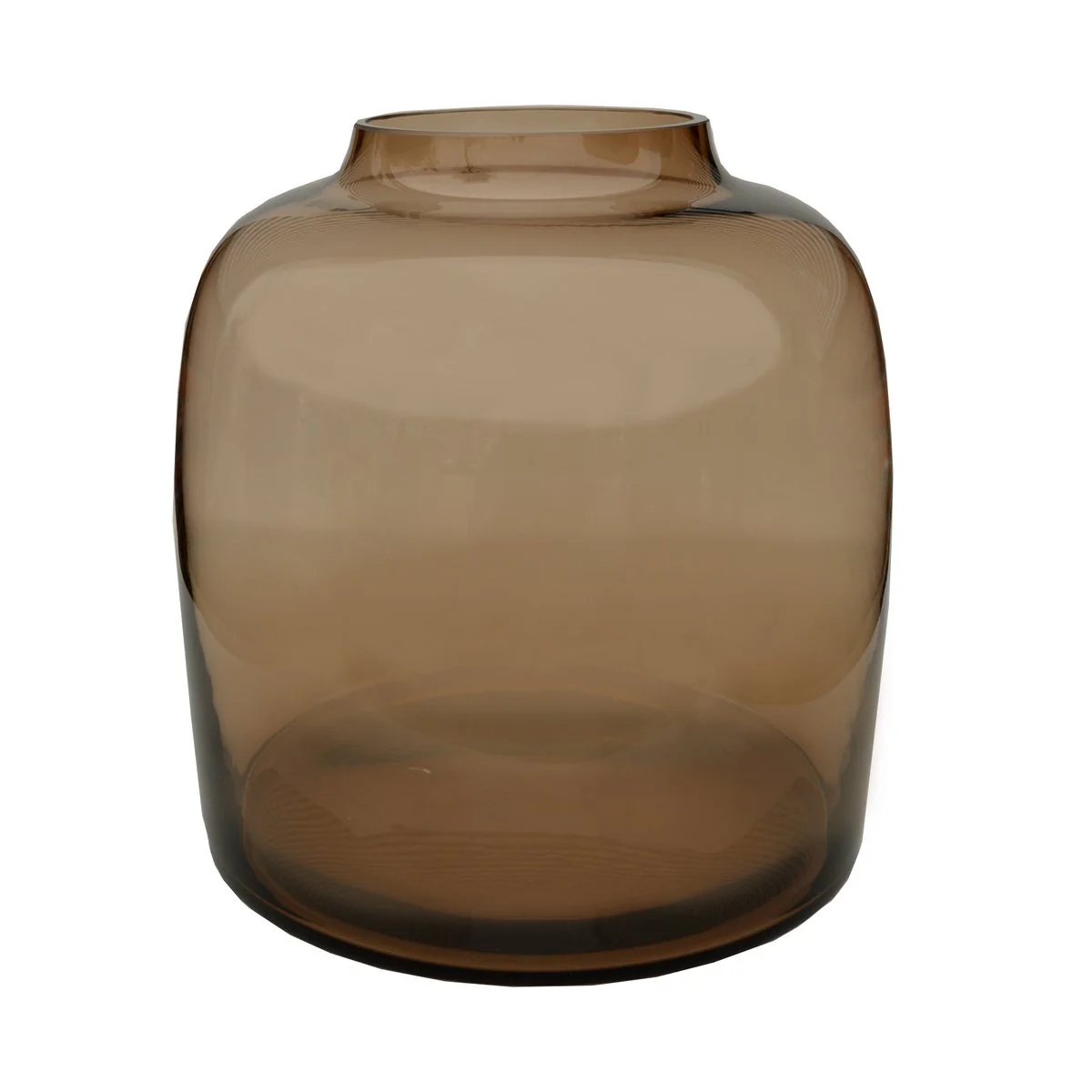 Bartica Taupe vaas – Lage mondgeblazen designvaas in taupe glas - Afbeelding 4
