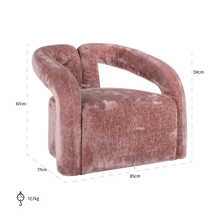 Richmond Fauteuil Dana Rose Chenille Bergen - Afbeelding 5