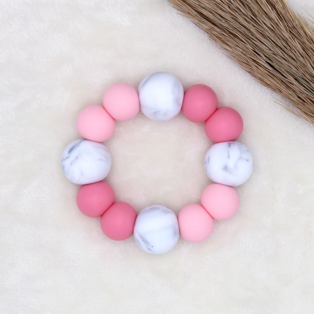 BIJTRING | Candy Pink, Lichtroze, Marble