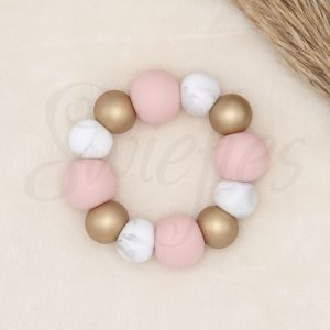 BIJTRING | Zachtroze, Taupe Marble, Matgoud