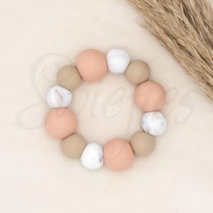 BIJTRING | Zalmroze, Taupe Marble, Havermout