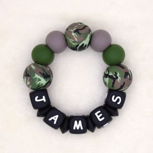 BIJTRING met naam | James | Camouflage, Dennengroen, Taupe