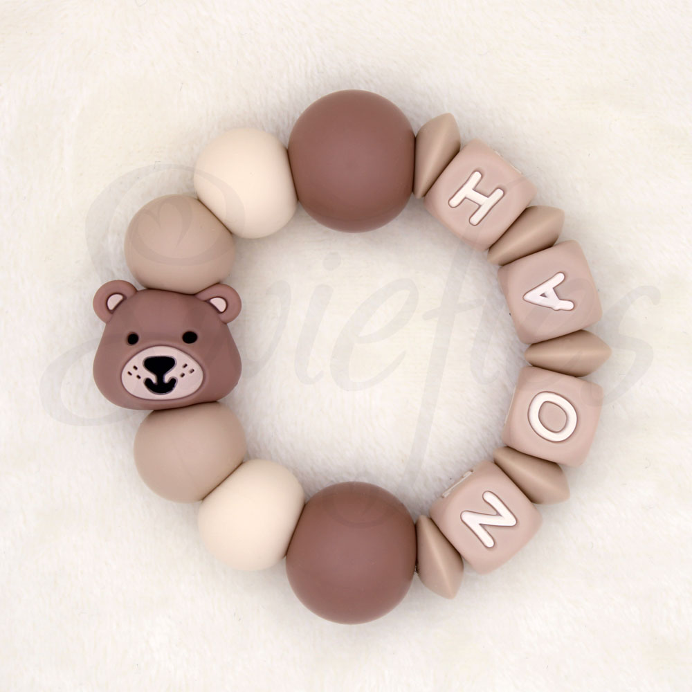 BIJTRING met naam | Beer | Noah | Naturel Beige - Afbeelding 2