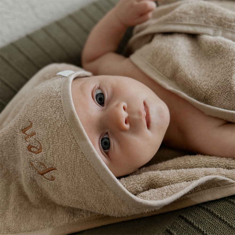 Badcape met naam | Beige - Afbeelding 3