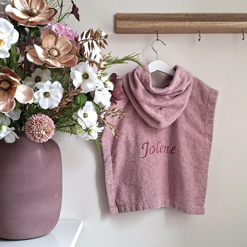 Badponcho met naam | Oudroze - Afbeelding 4