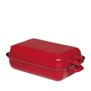 Riess – Braadpan met deksel – rechthoek – rood – 32 x 22 cm