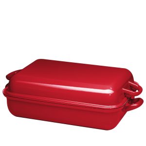 Riess – Braadpan met deksel – rechthoek – rood – 37 x 26 cm