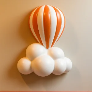 3D Ballon Wanddecoratie – Resin Luchtballon met Wolk
