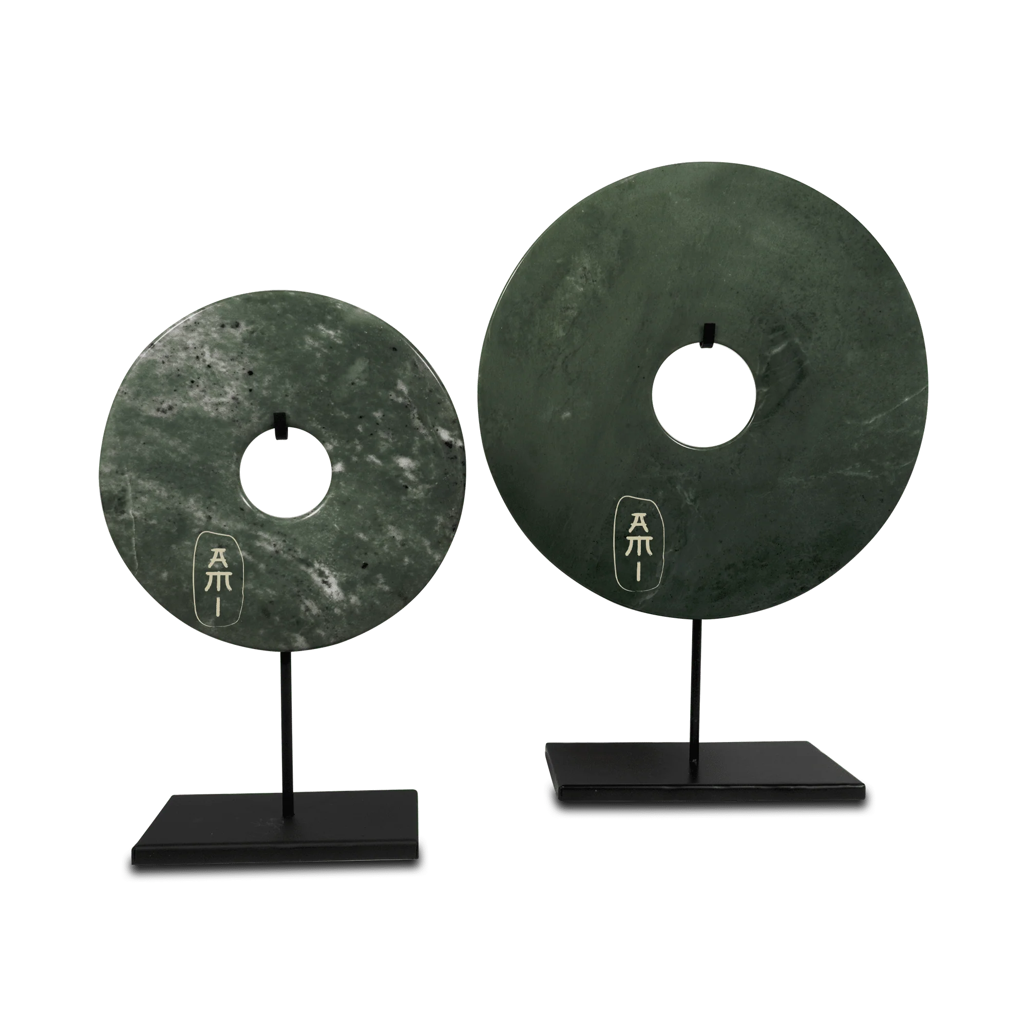 Chinees Jade bi-schijf groen Xl - Afbeelding 3