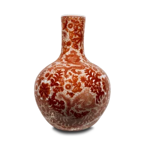 Keramieken draken tuitvaas rood xl