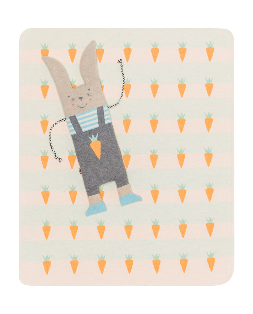 Kinderdeken met knuffel haasje Hoppel – 70 x 90 cm