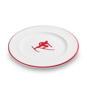 Dessertbord – Toni der Skifahrer robijnrood – 22 cm