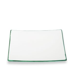Dessertbord vierkant – Rand groen – 20 x 20 cm