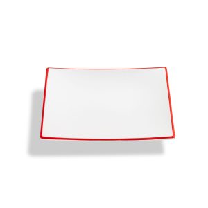 Dessertbord vierkant – Rand robijnrood – 20 x 20 cm