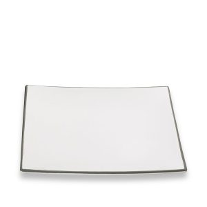 Dinerbord vierkant – Rand grijs – 26 x 26 cm