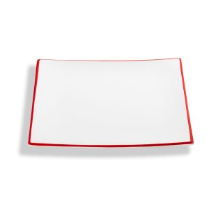 Dinerbord vierkant – Rand robijnrood – 26 x 26 cm