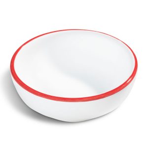 Dipschaaltje – Rand robijnrood – 10 cm