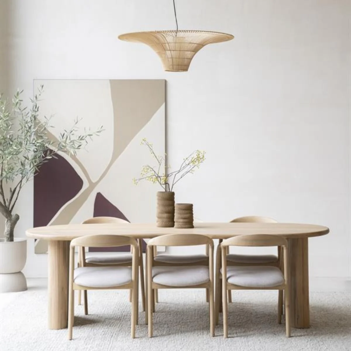 Stoel Rayven – essenhout & stof naturel - Afbeelding 3