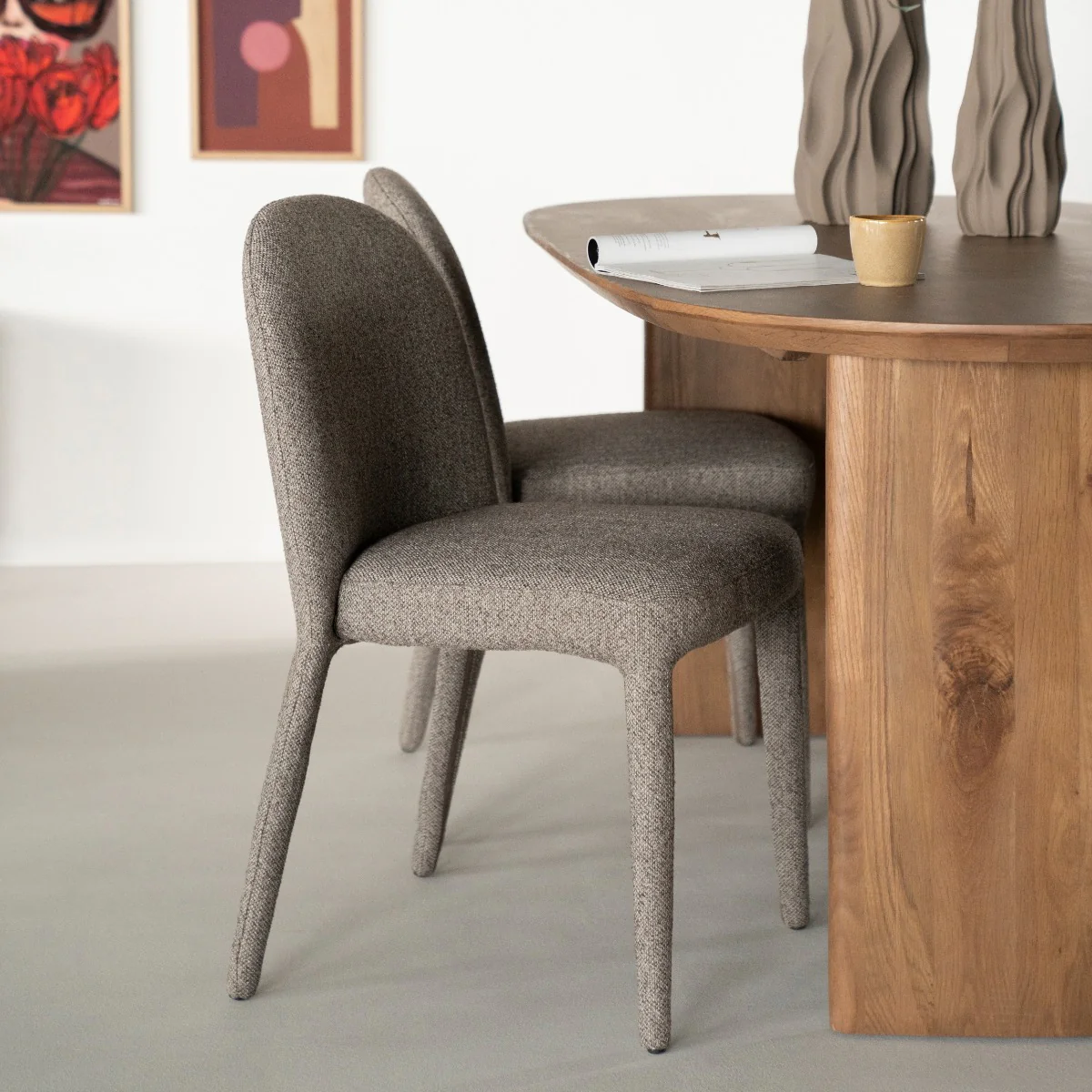 Stoel Jaxx – stof, metaal & hout taupe toscane - Afbeelding 3